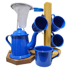 Conjunto Mini Bule E Mini Coador De Café Com 4 Canecas De Alumínio - Lika Bijuterias